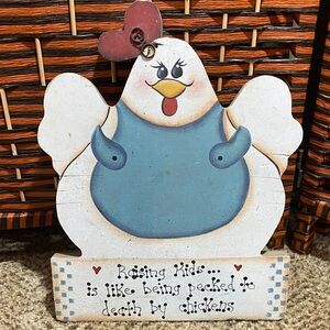 Rustic Chicken Wood Folk Art Sign Farmhouse Humor Wall Decor